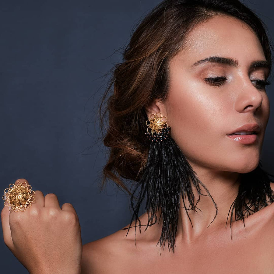 Yajaira Ramirez Jewelry Feather Drum Earrings