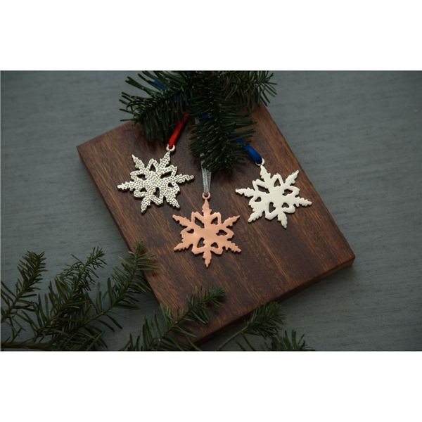 Double Diamond Beaded Nickel Snowflake Ornament